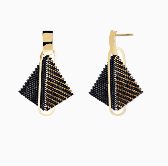 گوشواره دراپ میخی هندسی