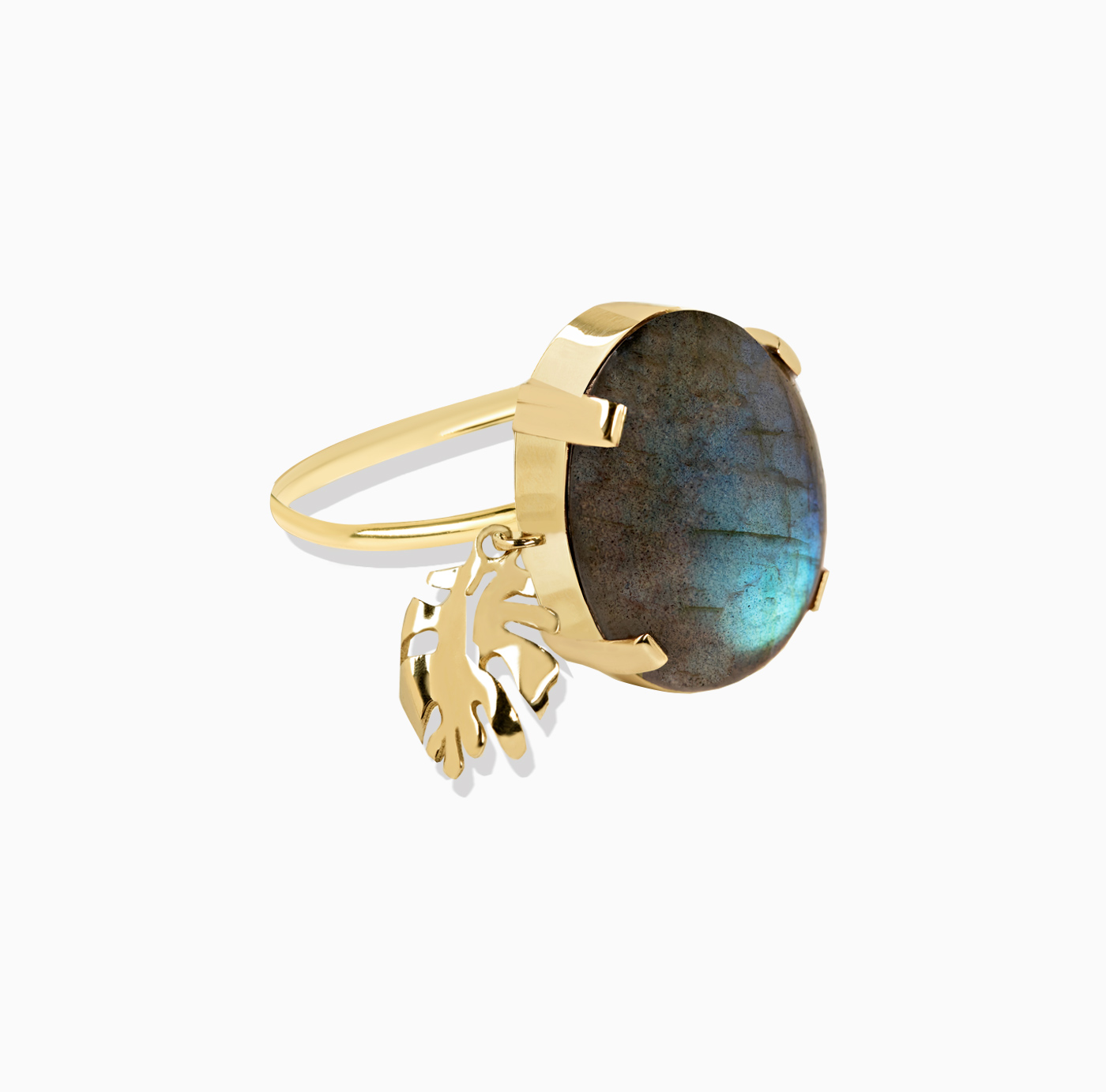 انگشتر تک سنگ اویز دار برگ