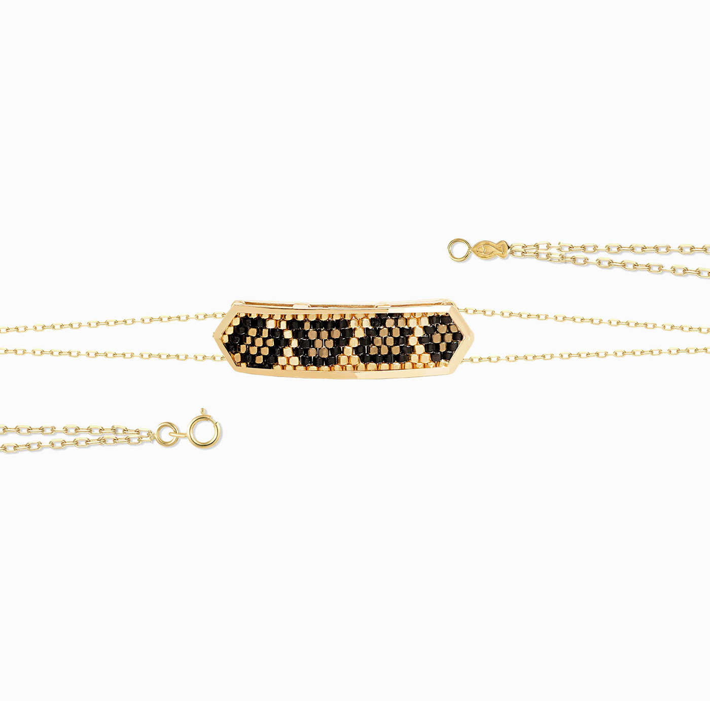 دستبند دوردیفه پایه زنجیری هندسی