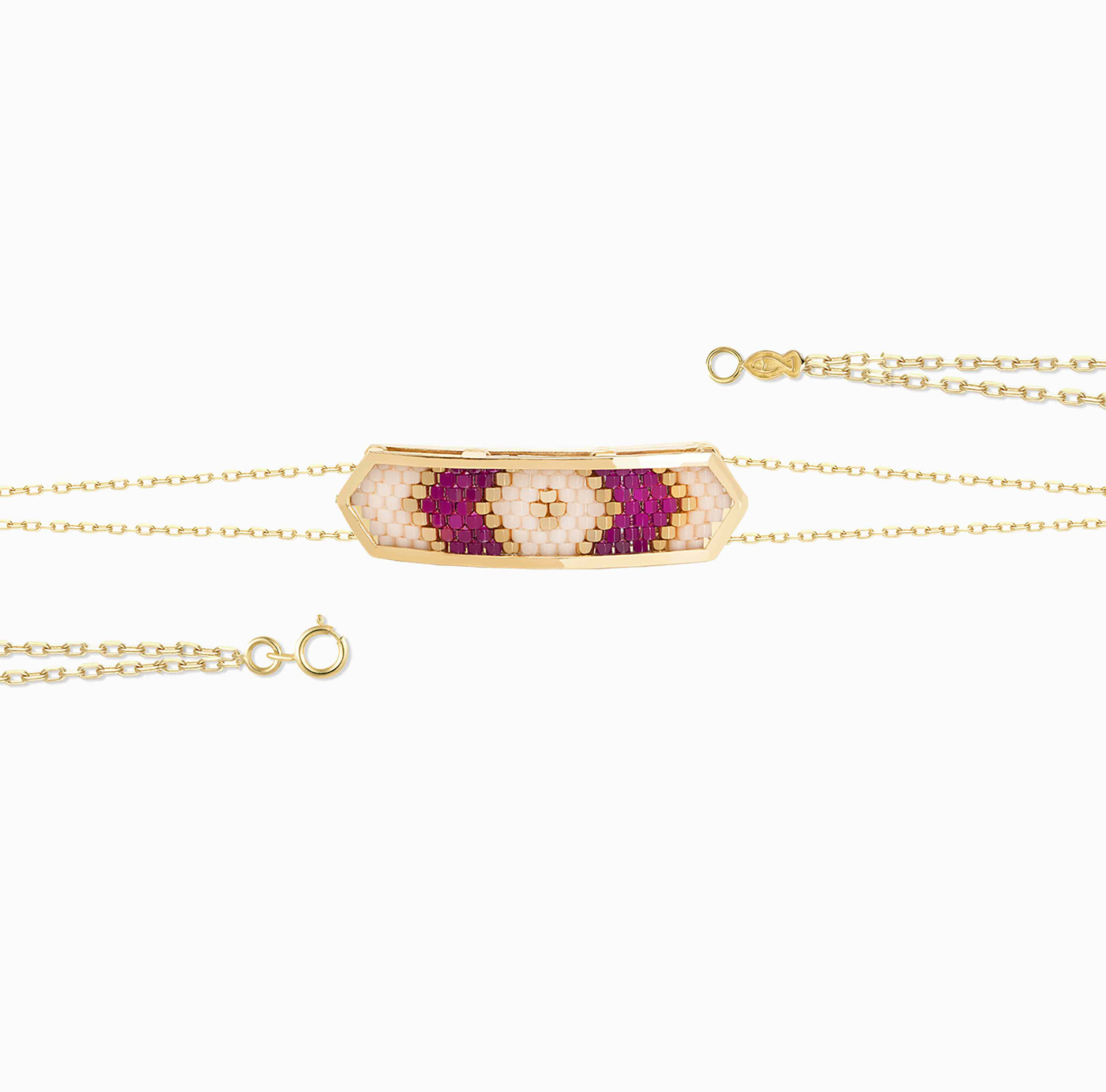 دستبند دوردیفه پایه زنجیری هندسی