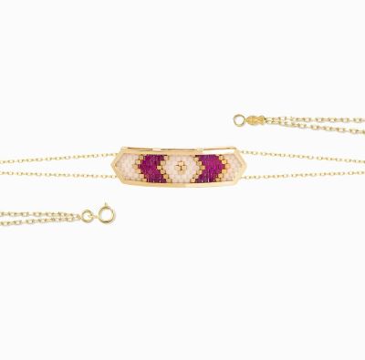 دستبند دوردیفه پایه زنجیری هندسی