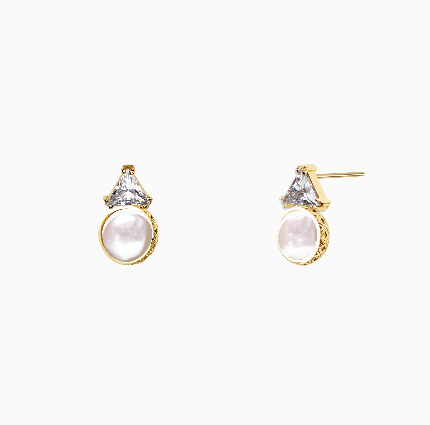 گوشواره ساده میخی حصیری دو سنگ