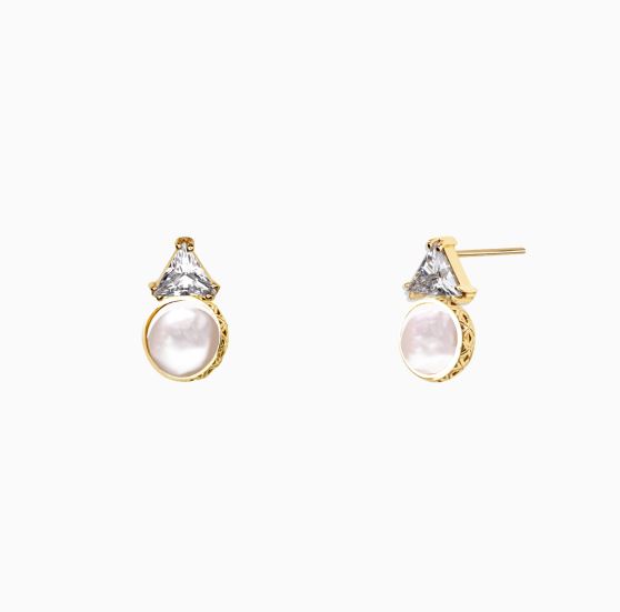 گوشواره ساده میخی حصیری دو سنگ