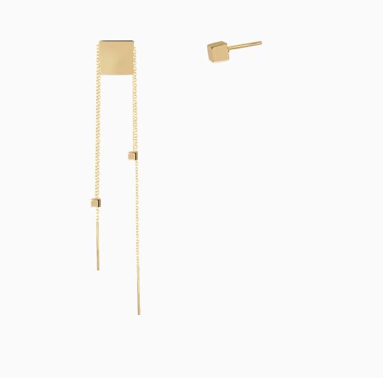 گوشواره نامتقارن میخی مربع