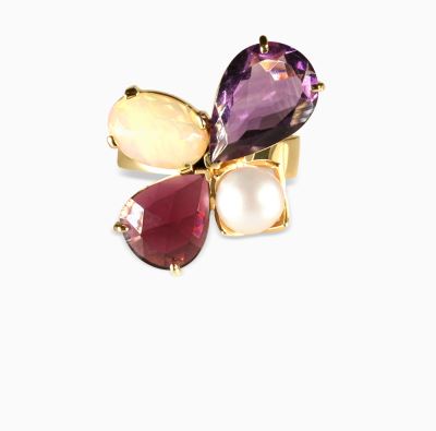 انگشتر تک سنگ  اشک چهار سنگ