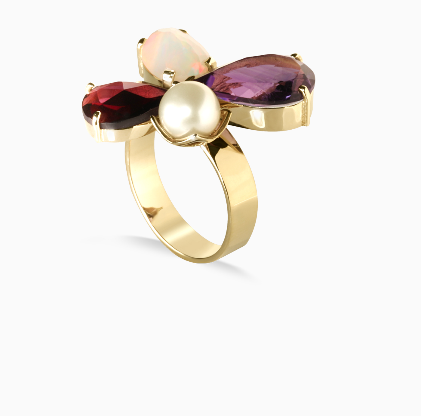 انگشتر تک سنگ  اشک چهار سنگ