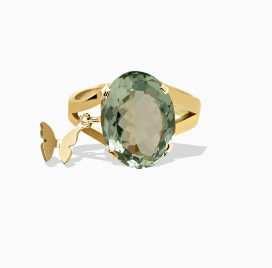 انگشتر تک سنگ آویز دار پروانه